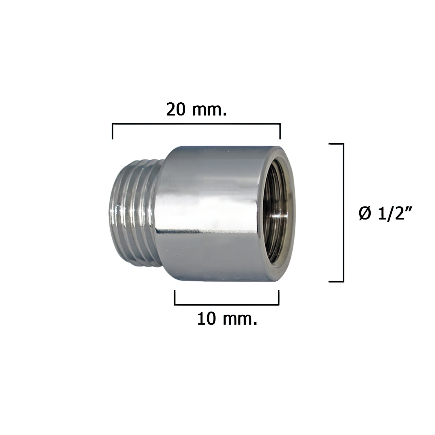 ALARGADERA REDONDA CROMO 1/2 X 10