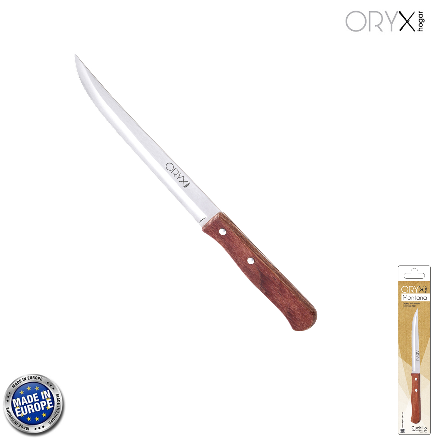 Cuchillo Montana Cocina Hoja Acero Inoxidable 15 cm, Mango Madera