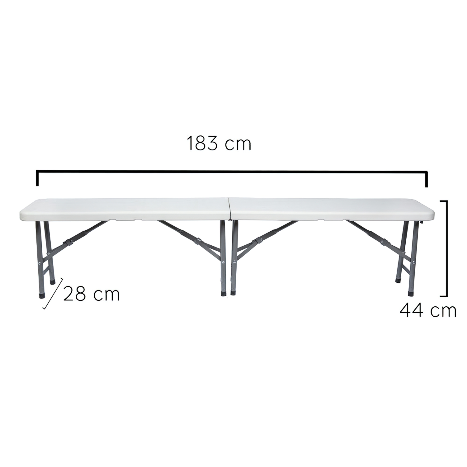 Banco Plegable Multifuncional, Portatil, Resistente,Multiusos 183x28x44 cm, Color Blanco