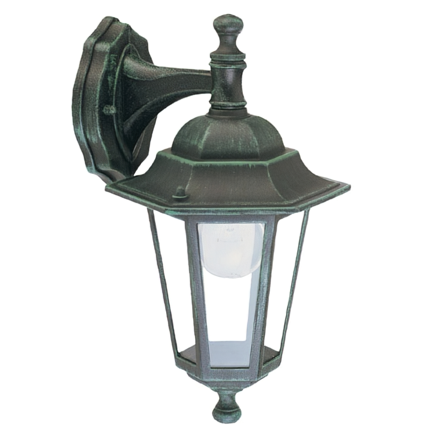 Farol Jardn Hexagonal Verde Soporte Alto