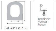 TAPA WC RESIWOOD MODELO SMART HERRAJE INOX. BLANCO