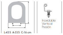 TAPA WC RESIWOOD MODELO TOP HERRAJE INOX. BLANCO