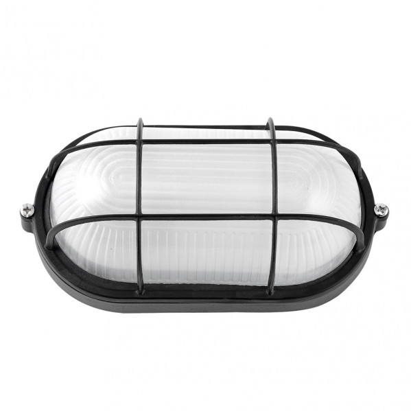 Aplique Ext.oval Aluminio Apus Grande 1xe27 Negro 11,5x27,5x15,5 Cm  Ip44