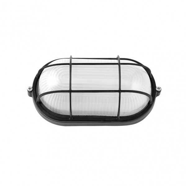 Aplique Ext. Oval Aluminio Apus Peq. 1xe27  Negro  9x21x10,5 Cm Ip44