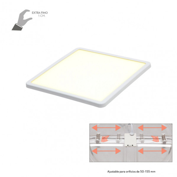 Downlight 15w 4000k Blanco Providencia 1280lm 1x17, 5x17,5 Cm De Empotrar Corte Ajustable 5x5-15,58x15,58 Cm