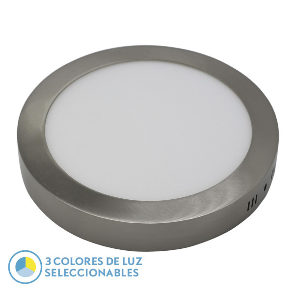 Downlight Superf.diorita 24w 3000k-4000k-6500k Niquel 2160lm 3,5x29x29 Cm