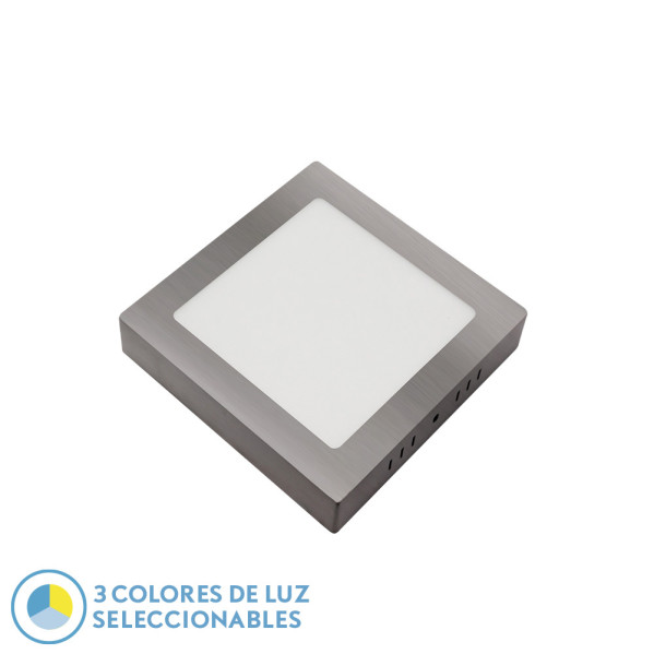 Downlight Superf.gabro 18w 3000k-4000k-6500k Niquel 1620lm 3,5x22x22 Cm