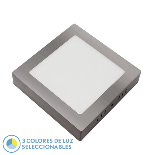 Downlight Superf.gabro 24w 3000k-4000k-6500k Niquel 2160lm 3,5x29x29 Cm