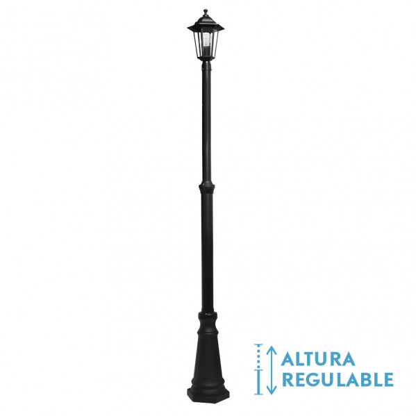 Farola Exterior Aluminio Auriga 1xe27 Negro Ip44 220x20x20 Cm  Regulable En Altura