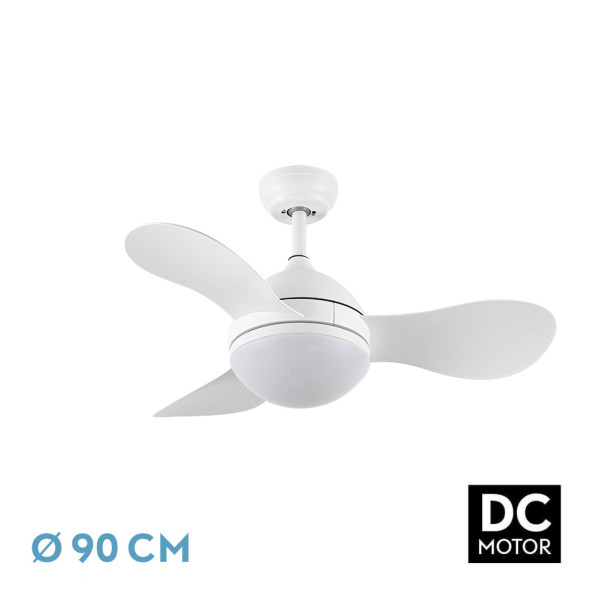 Ventilador Dc Solido 24w Blanco 3aspas 91d 2640lm 3000k,4000k,6500k Remoto+memoria+temporizador