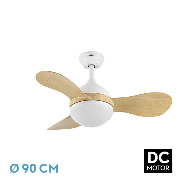 Ventilador Dc Solido 24w Blanco 3aspas Haya 91d 2640lm 3000-4000-6500k Remoto+memoria+temporizador