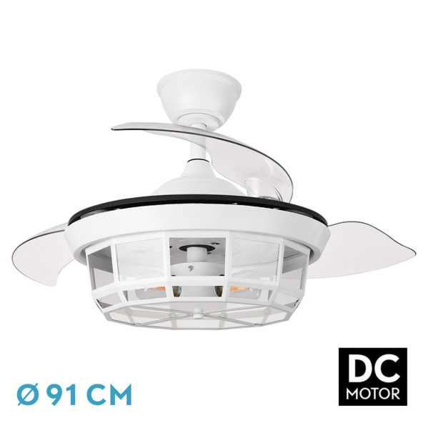 Ventilador Dc Tornado Mini Blanco 3xe27 91d 3aspas Desplegables 6velocidades C/remoto Y Temporizador