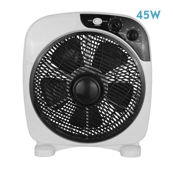 Ventilador Sobremesa Borja 45w Blanco/negro 3vel. 5 Aspas Temporizador 41x37,5x12,5cm